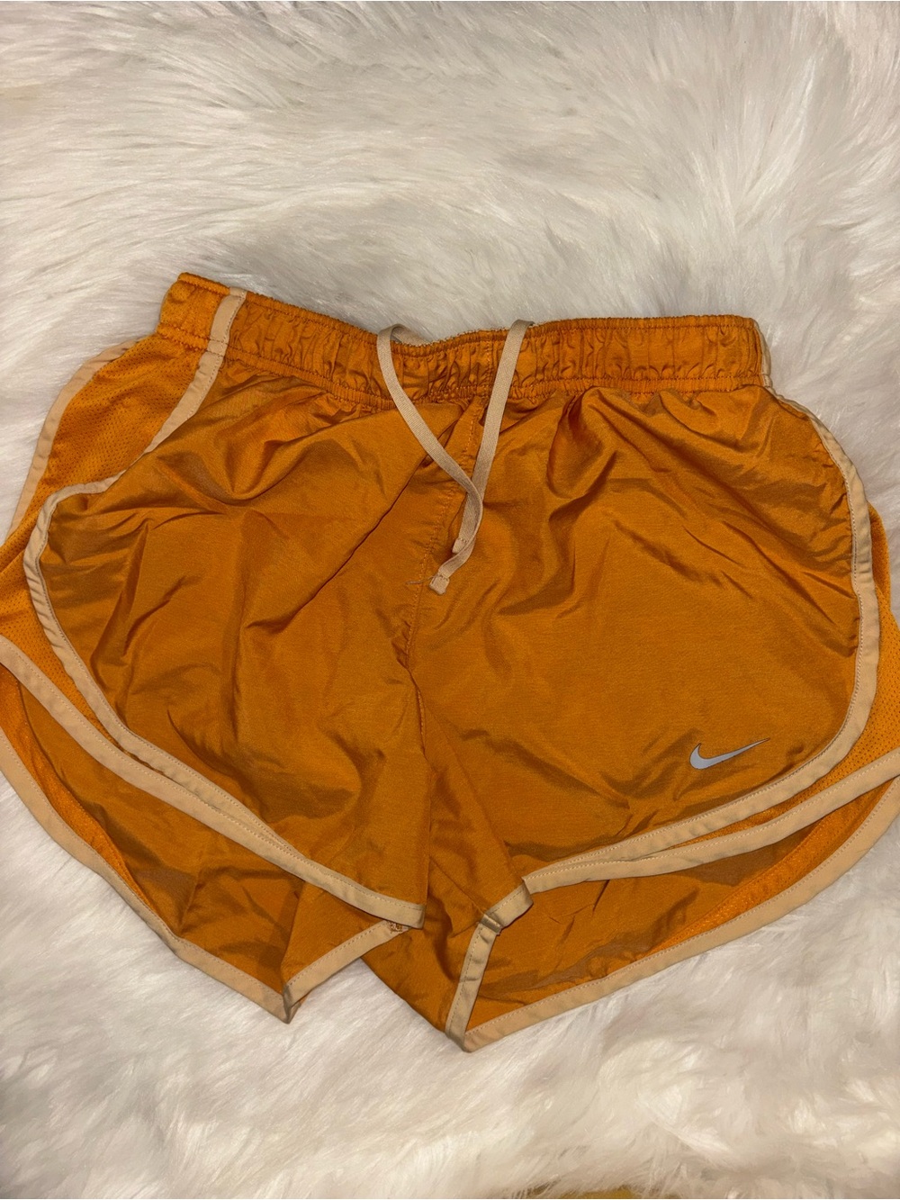 Nike Women's Orange Athletic Shorts with Cream Trim